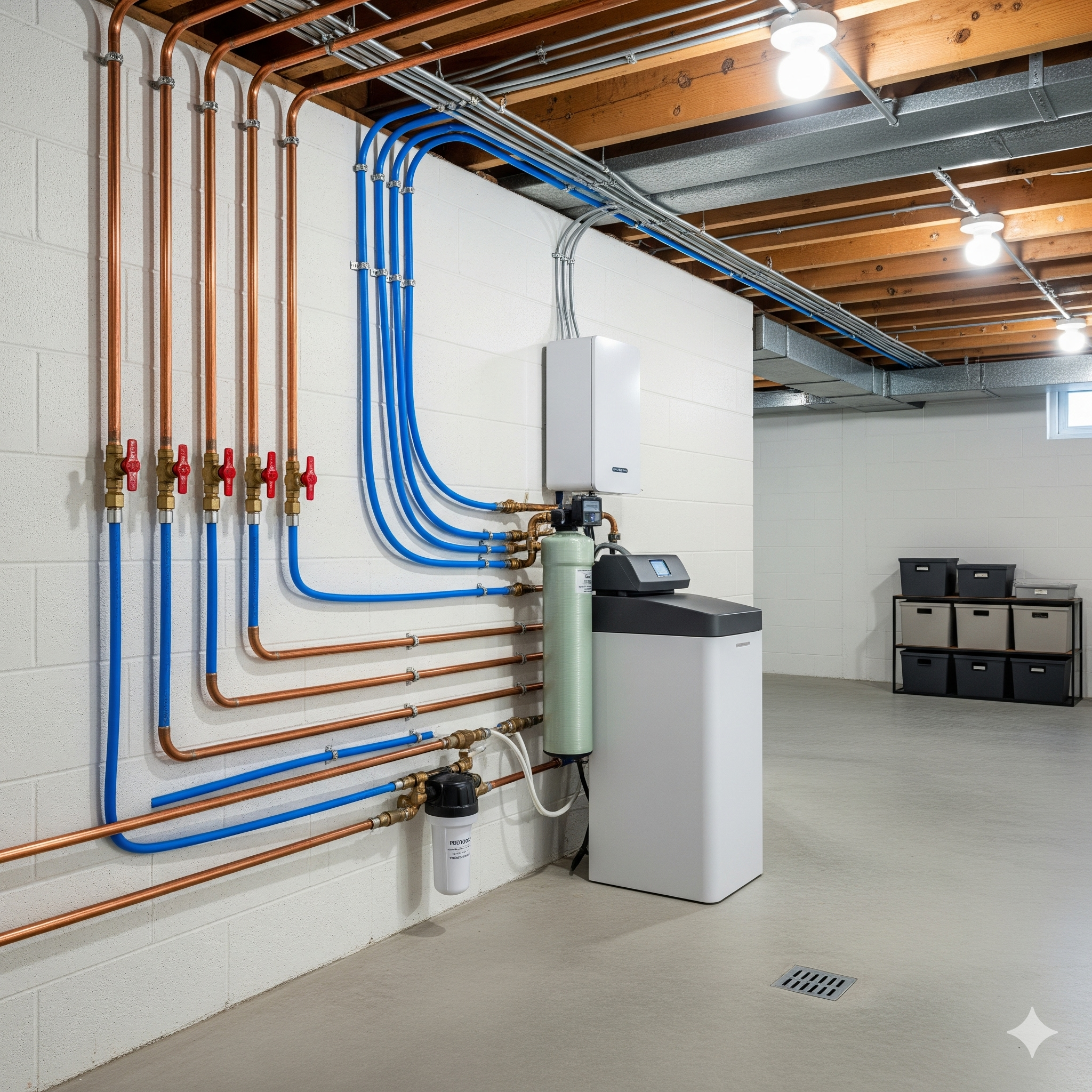 Clean basement with water softener